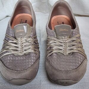 Skechers Womens 23286 Taupe Air-Cooled Memory Foam Slip On Sneakers Size 10